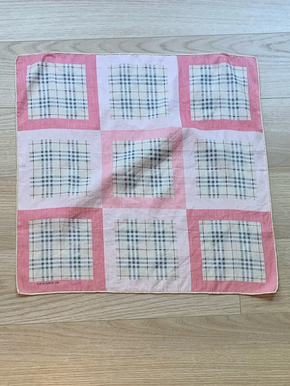 Burberry Vintage Pink and Plaid Square Scarf